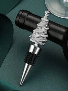 Christmas Tree Design Wine Stopper - Silver