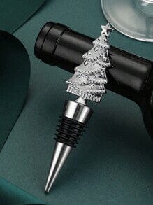 Christmas Tree Design Wine Stopper - Silver 