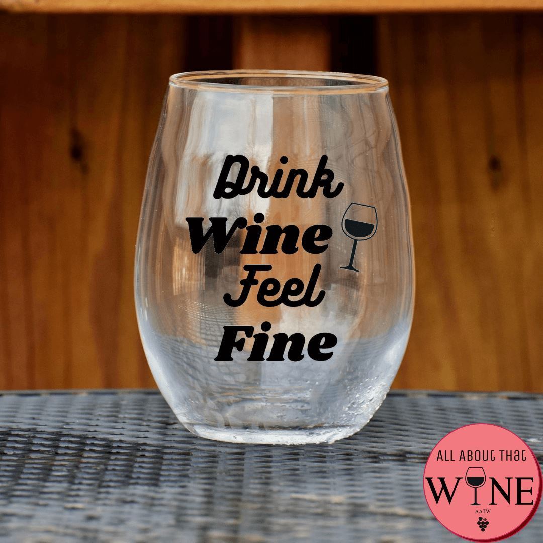 Drink Wine Feel Fine Stemless Glass Matt black