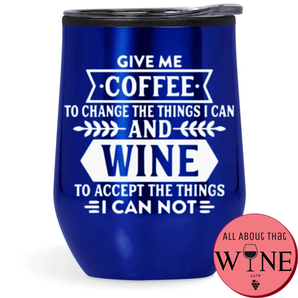 Give me coffee Double-Wall Tumbler Blue Tumbler White