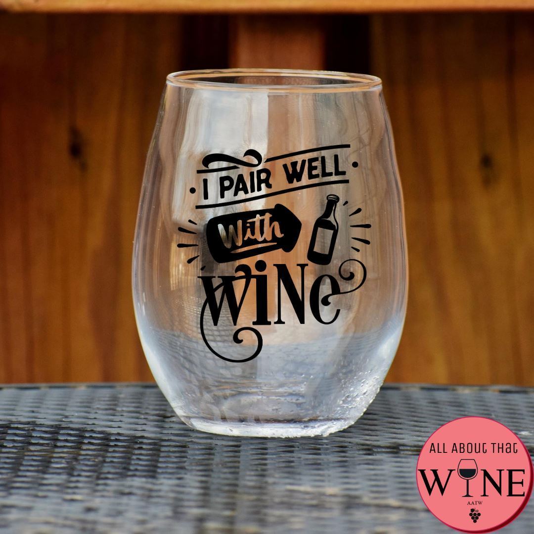 I Pair Well With Wine Stemless Glass Matt black