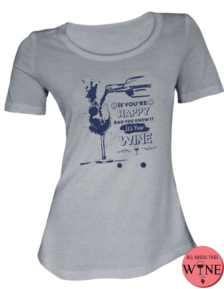 If You're Happy - Ladies T-shirt S Grey melange with blue