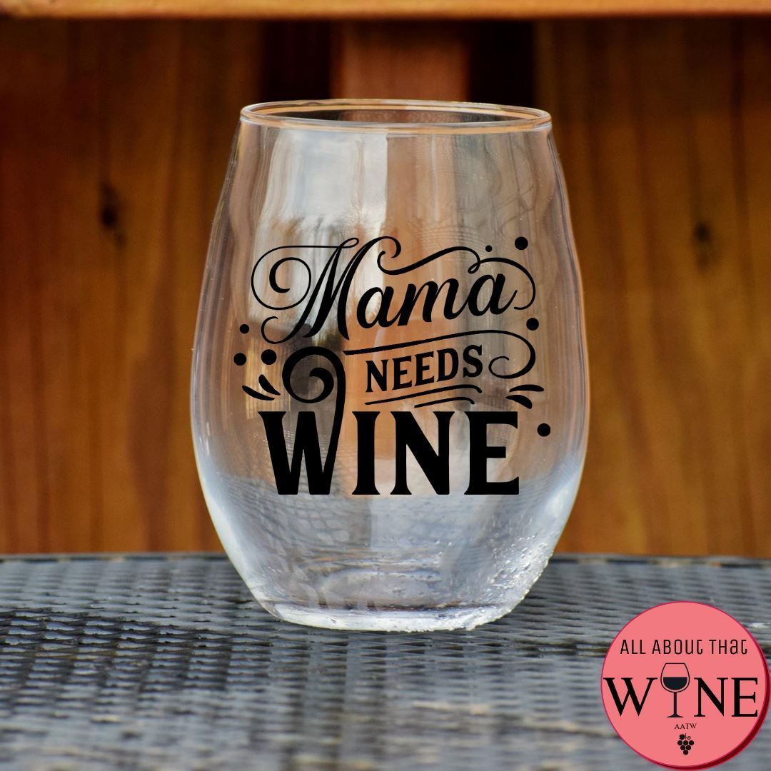 Mama Needs Wine Stemless Glass Matt black