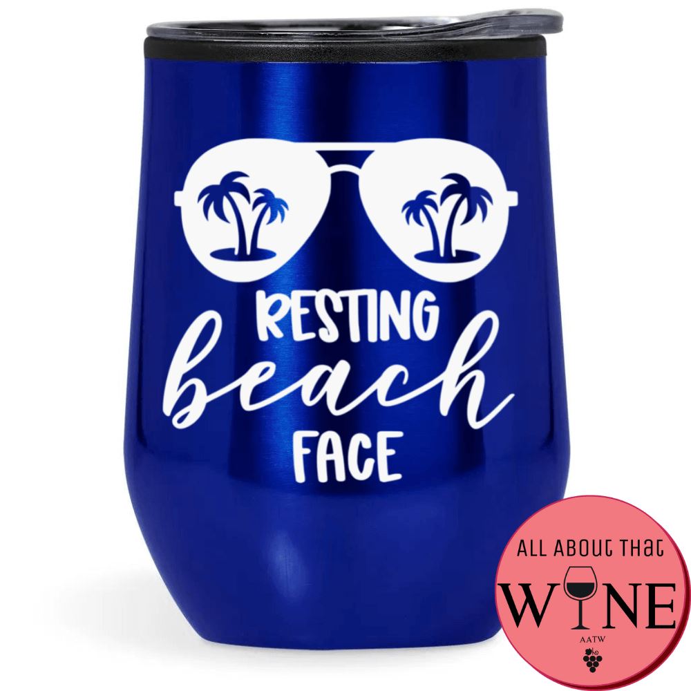 Resting beach face Double-Wall Tumbler Blue Tumbler White