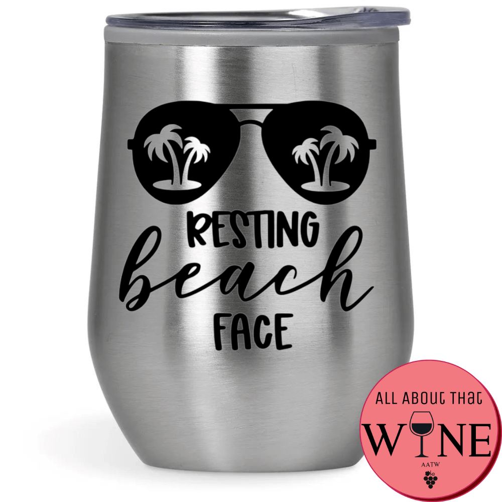 Resting beach face Double-Wall Tumbler Silver Tumbler Black