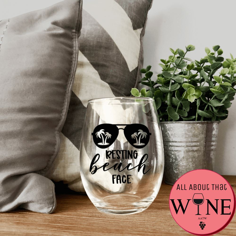 Resting beach face Stemless Glass Black