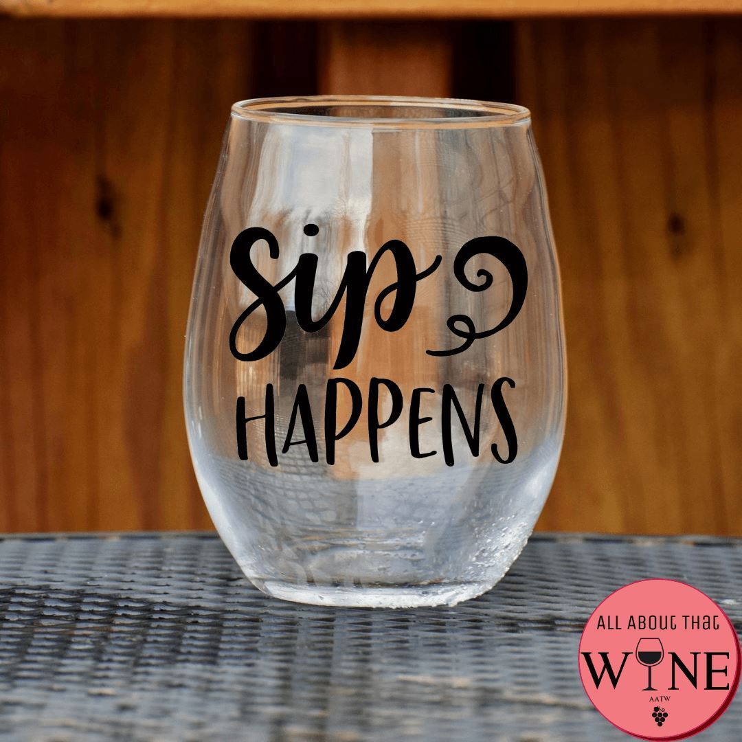Sip Happens Stemless Glass Matt black