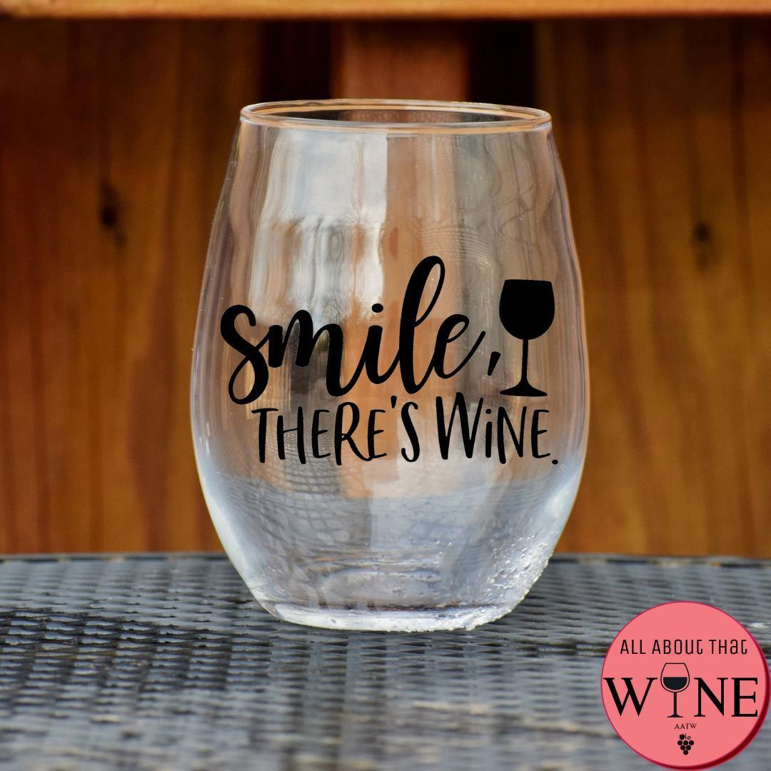 Smile There's Wine Stemless Glass Matt black