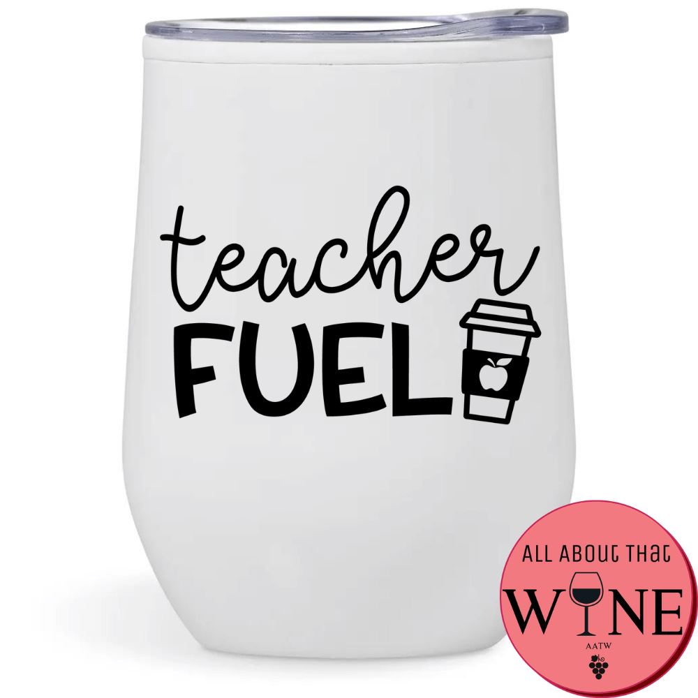 Teacher Fuel Double-Wall Tumbler White Tumbler Black