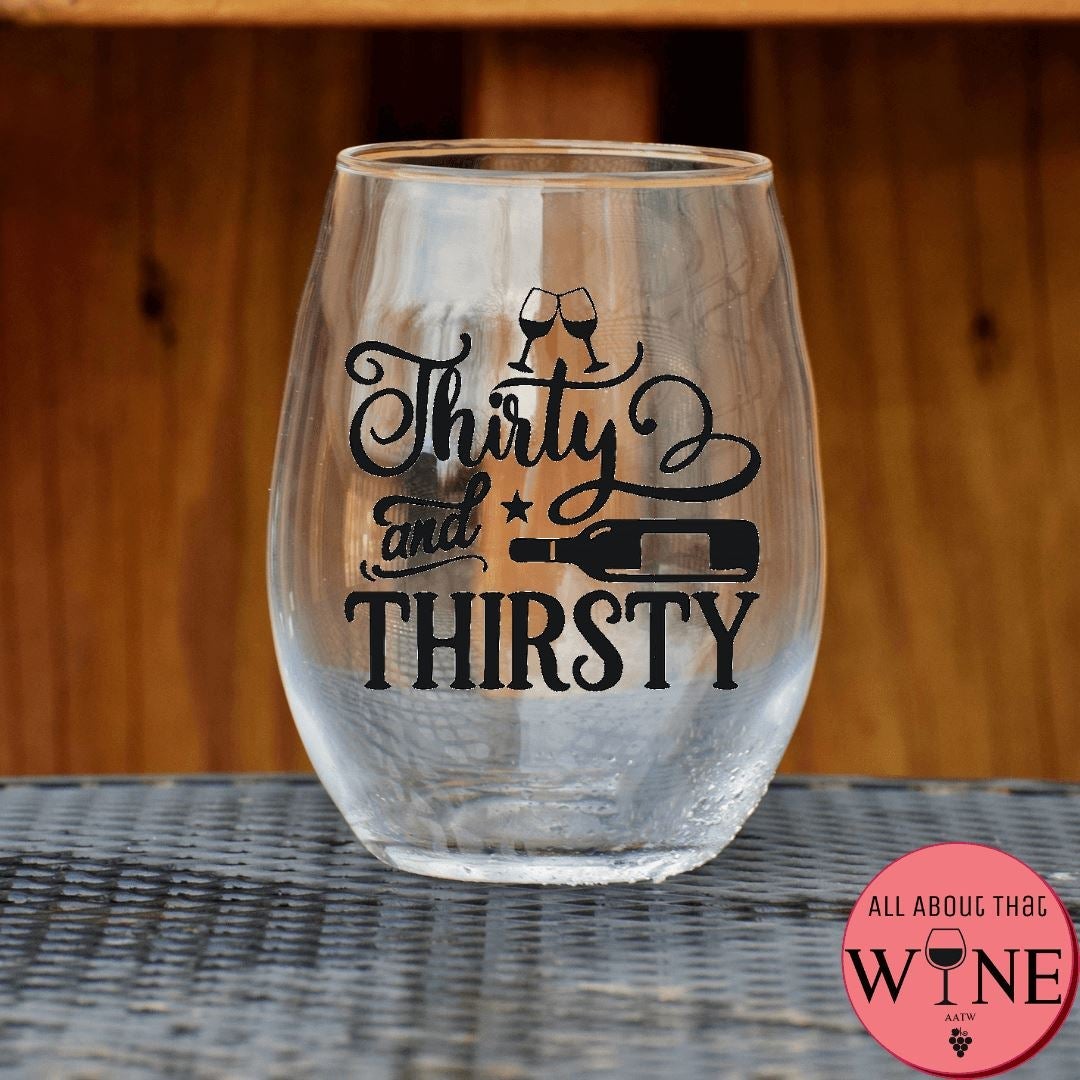 Thirty & Thirsty Stemless Glass Matt Black