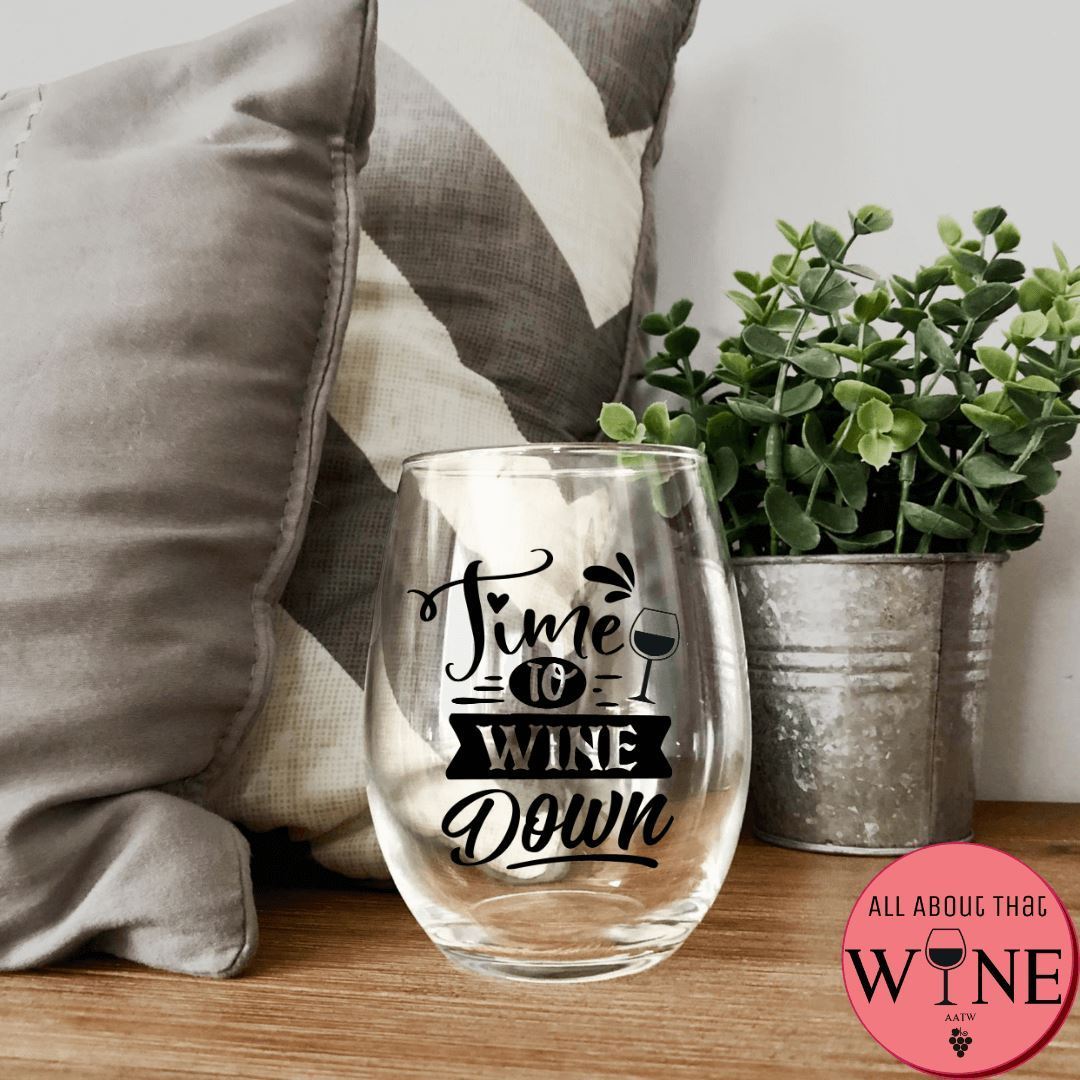 Time To Wine Down Stemless Glass Iridescent Rainbow