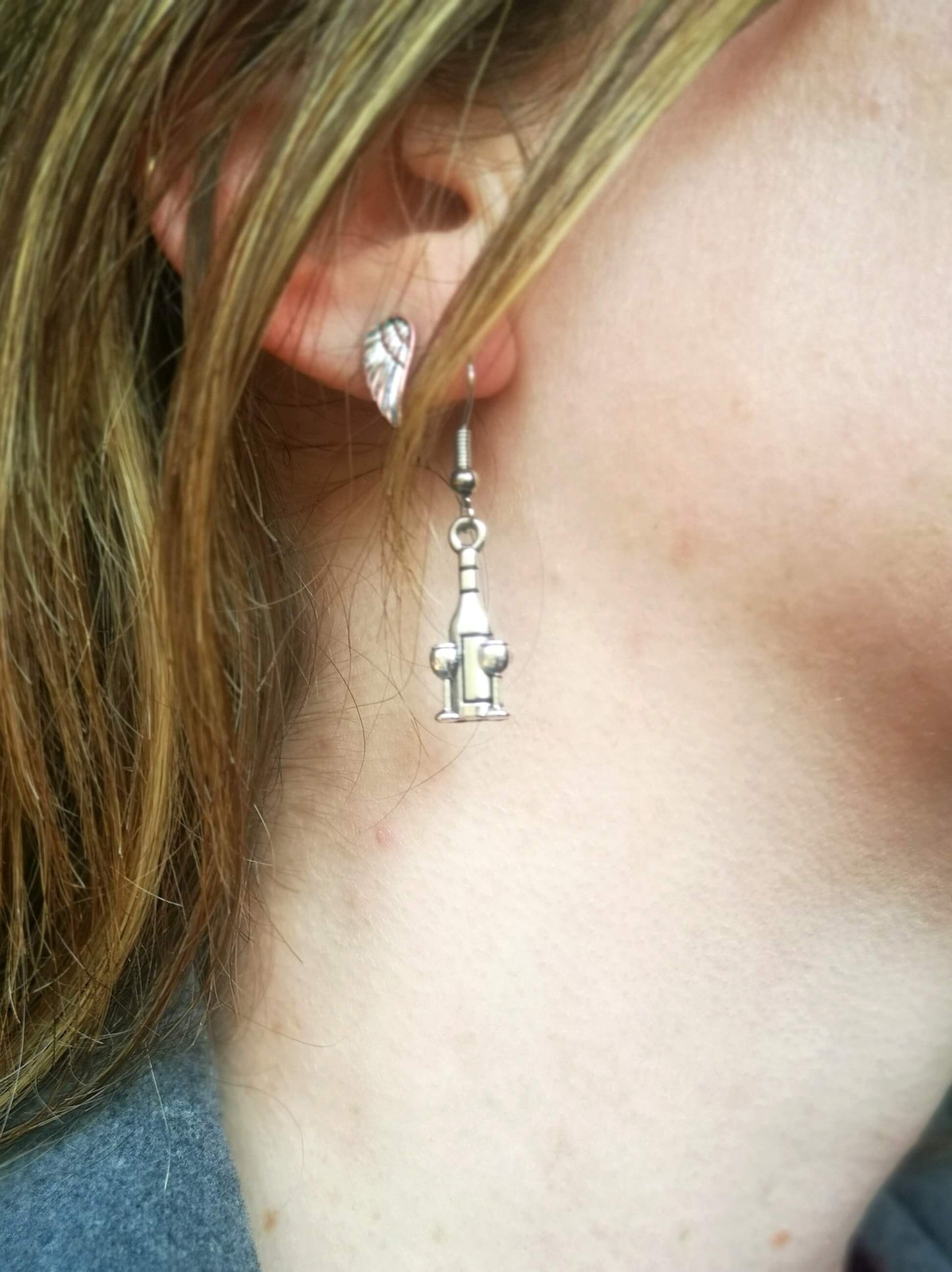 Wine Bottle & Glasses Earrings