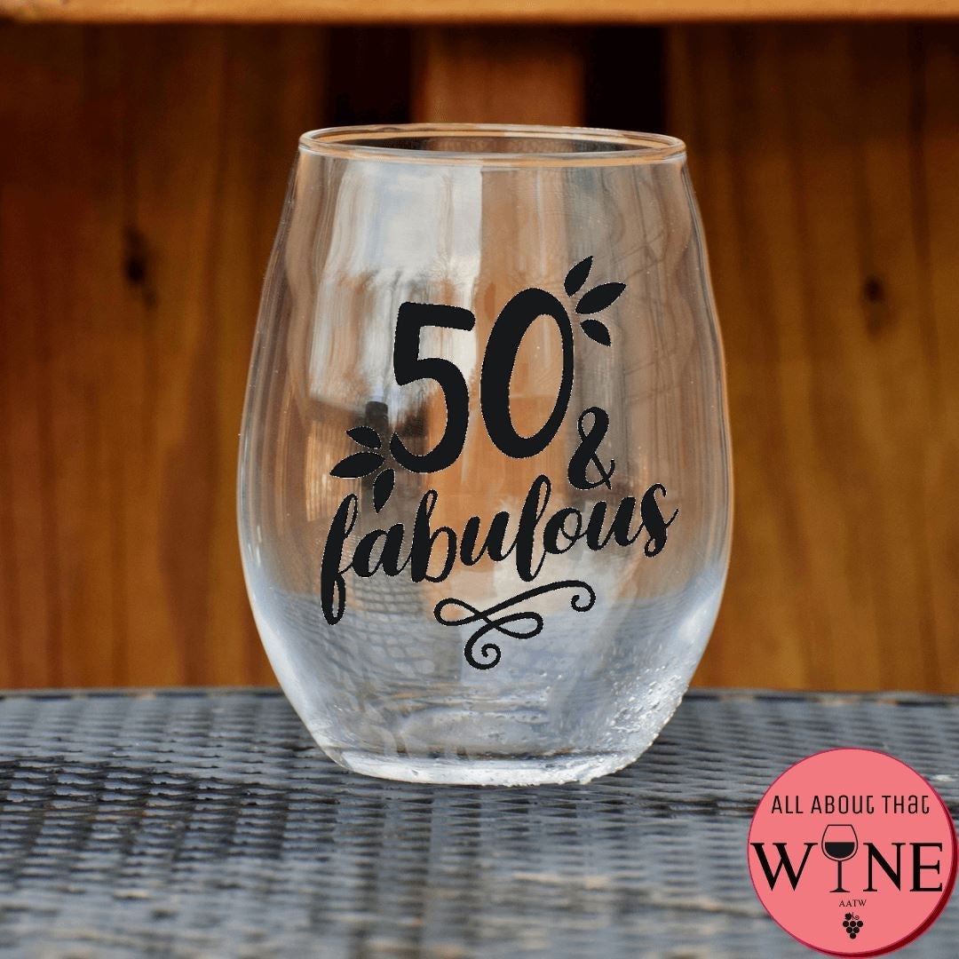 50 & Fabulous Stemless Glass    Matt Black