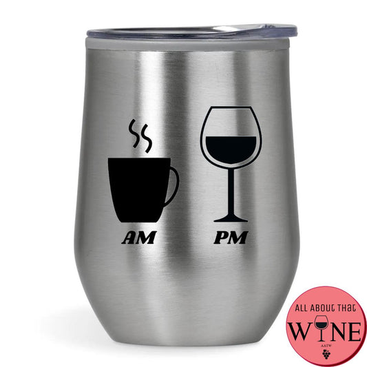AM PM Double-Wall Tumbler Silver '-Please Select Vinyl Color-