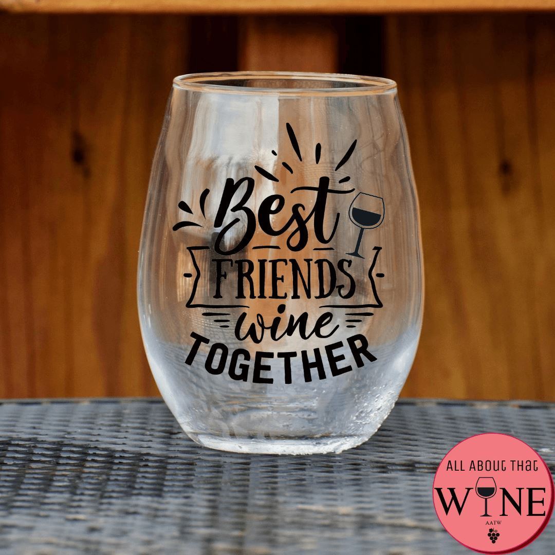 Best Friends Wine Together Stemless Glass Matt black