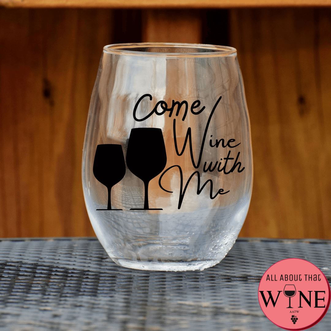 Come Wine With Me Stemless Glass Black 