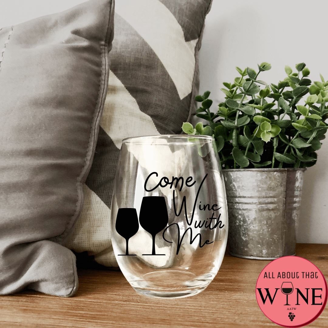 Come Wine With Me Stemless Glass Matt black 