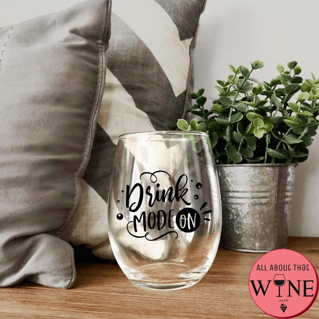 Drink Mode On Stemless Glass  - Black '-Please Select Vinyl Color-