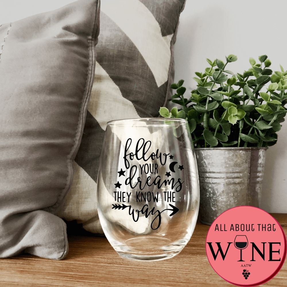 Follow your dreams Stemless Glass Black 