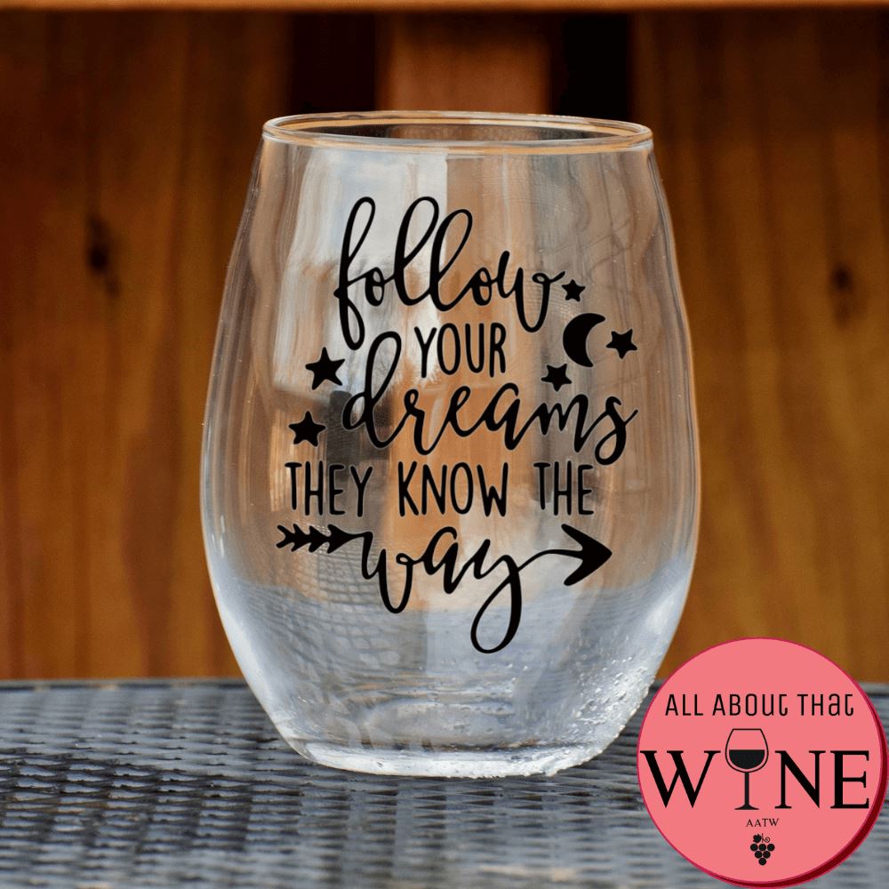 Follow your dreams Stemless Glass Matt black 