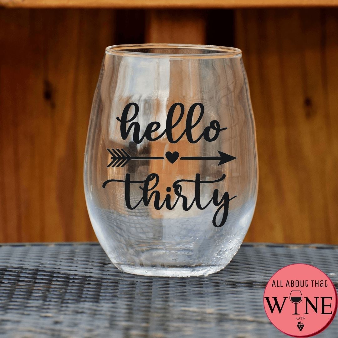 Hello Thirty Stemless Glass    Matt Black