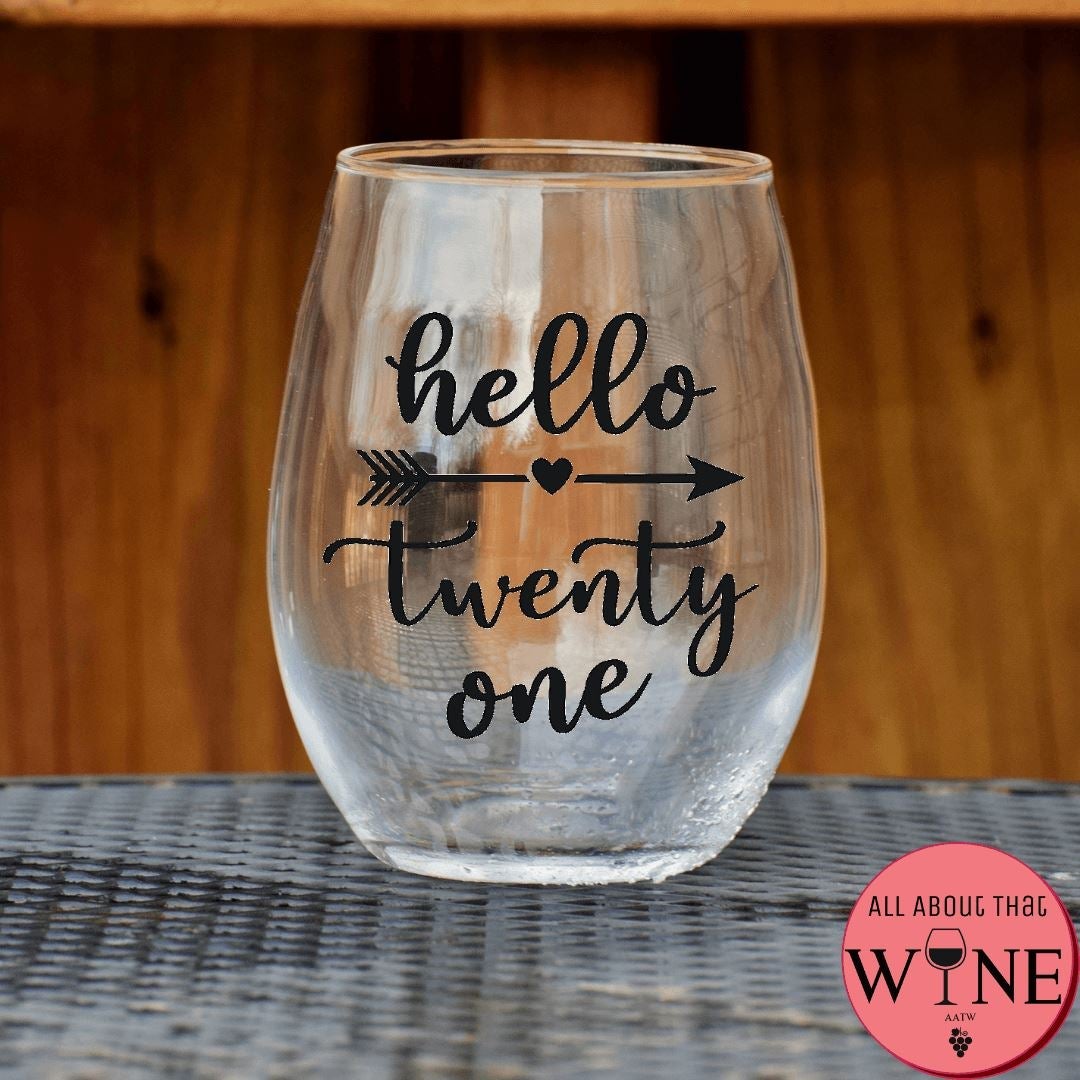 Hello Twenty One Stemless Glass    Matt Black