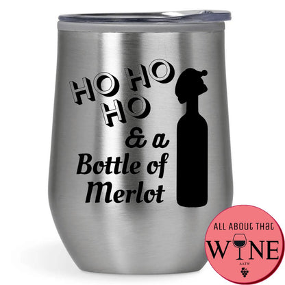 Ho Ho Ho & A Bottle Of Merlot Double-Wall Tumbler 