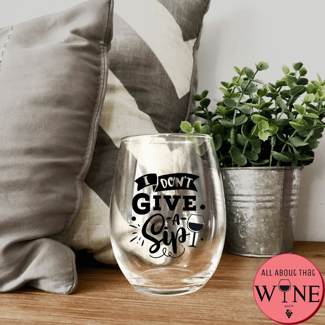 I Don't Give A Sip Stemless Glass Iridescent Rainbow 