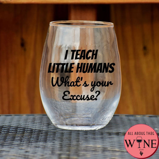 I Teach Little Humans Stemless Glass    Matt black