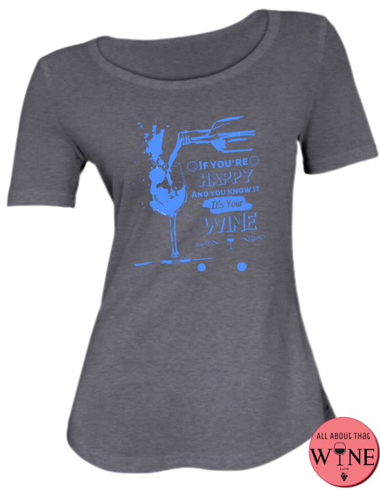 If You're Happy - Ladies T-shirt S Charcoal melange with blue