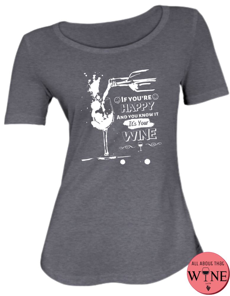 If You're Happy - Ladies T-shirt S Charcoal melange with white