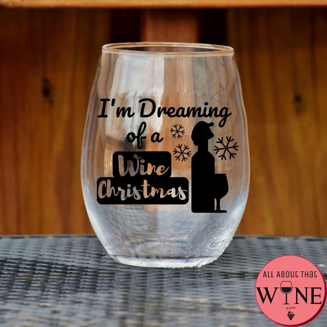 I'm Dreaming Of A Wine Christmas Stemless Glass Matt Black 