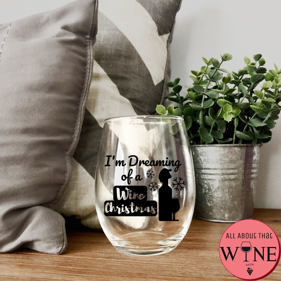 I'm Dreaming Of A Wine Christmas Stemless Glass    Matt Black
