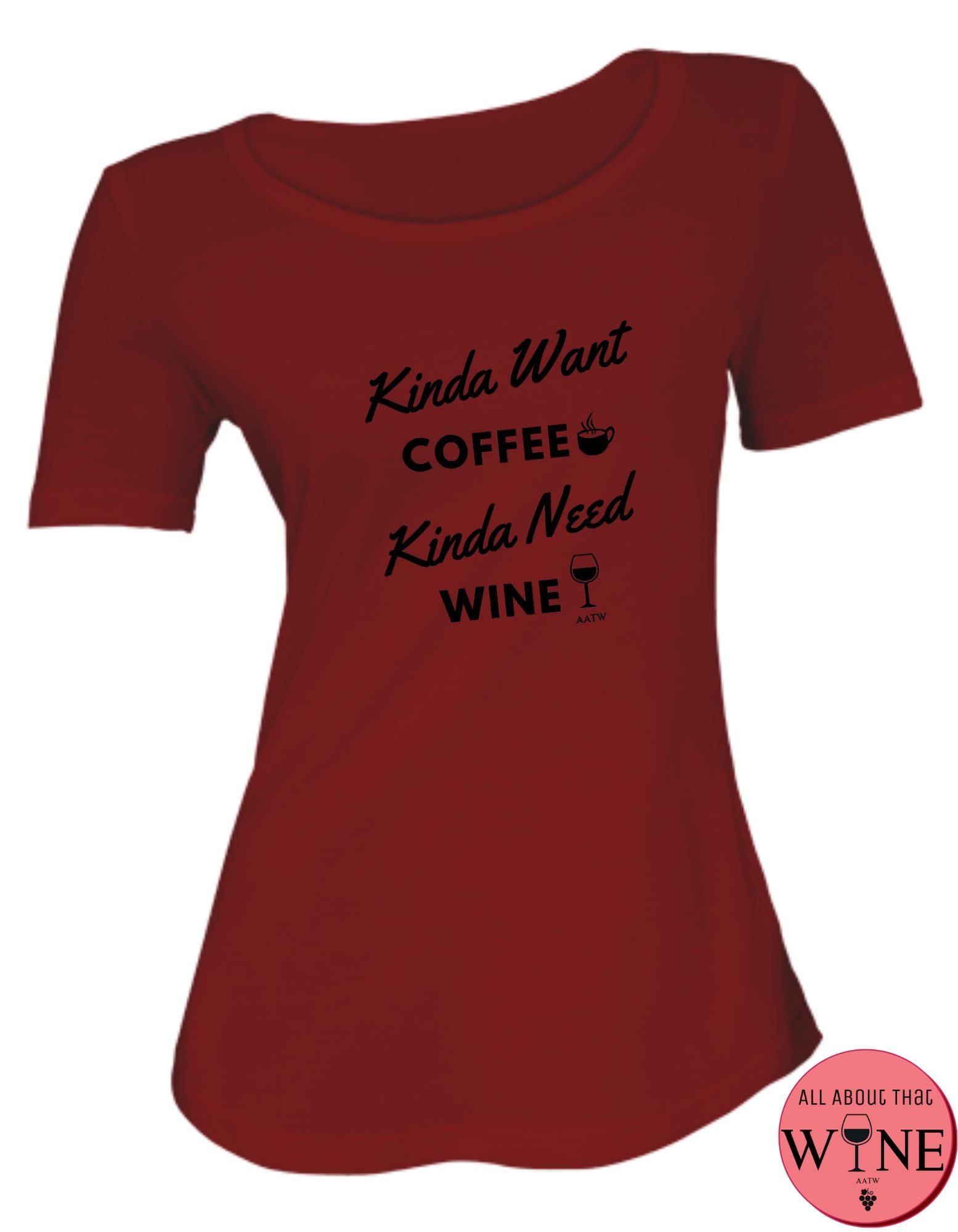 Kinda Want Coffee S Deep red with black