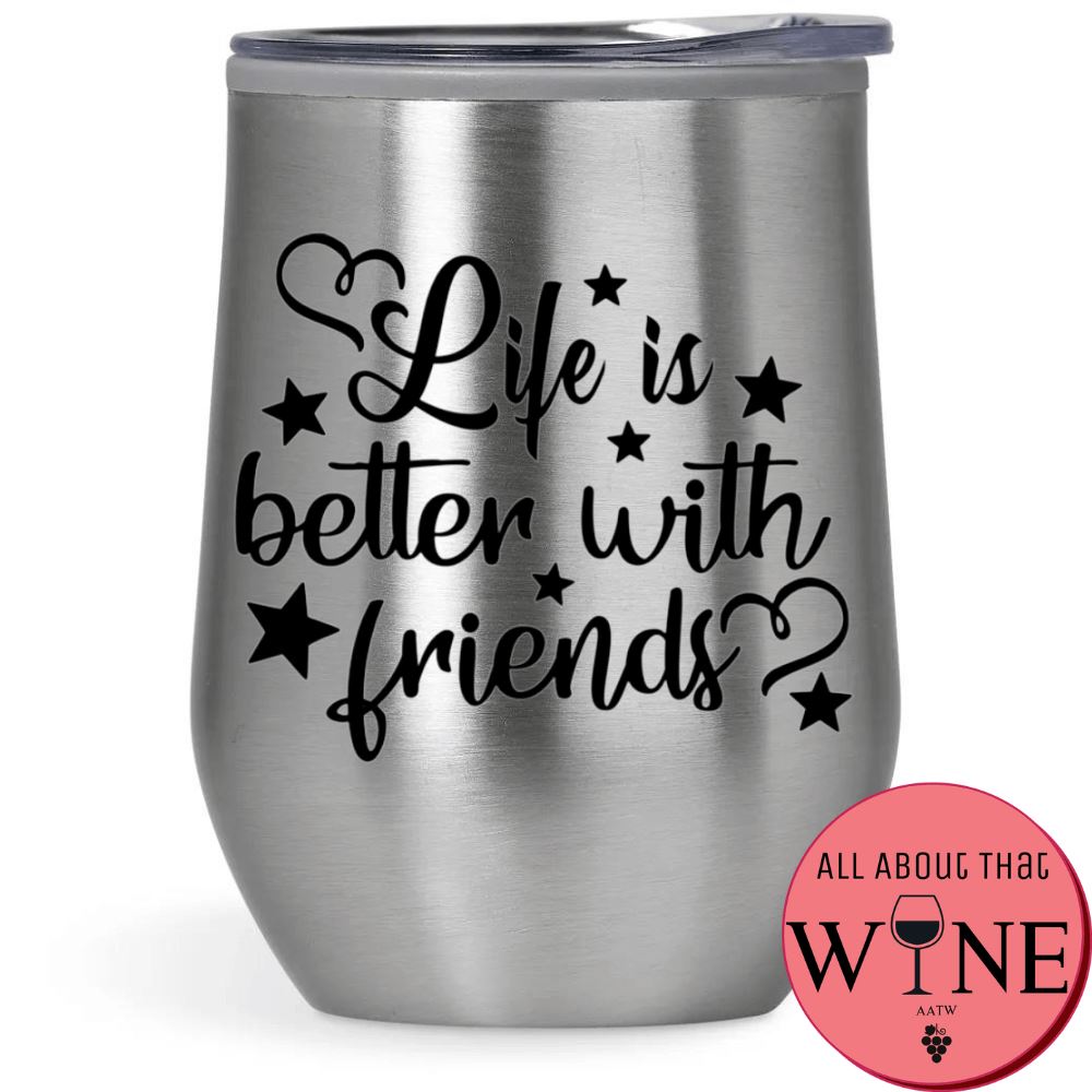 Life is better with friends Double-Wall Tumbler Silver Tumbler Black