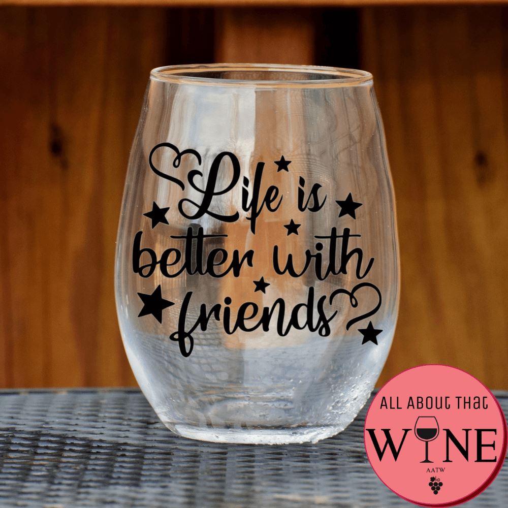 Life is better with friends Stemless Glass Matt black 