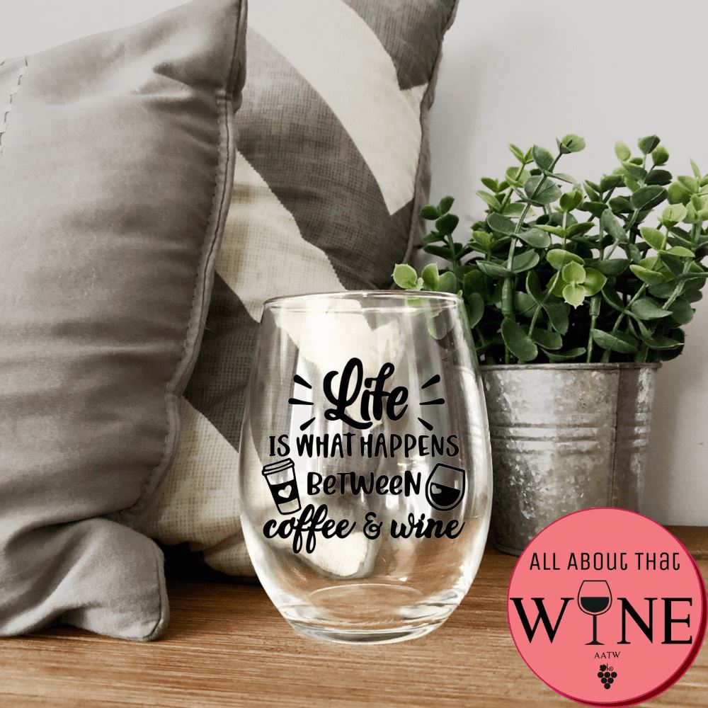 Life is what happens Stemless Glass Black 