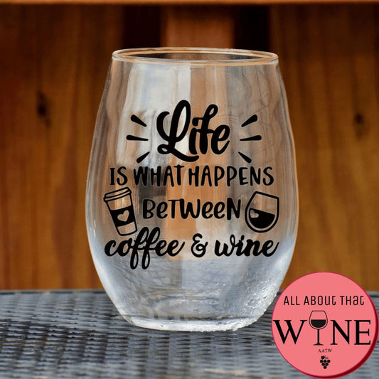 Life is what happens Stemless Glass Matt Black 