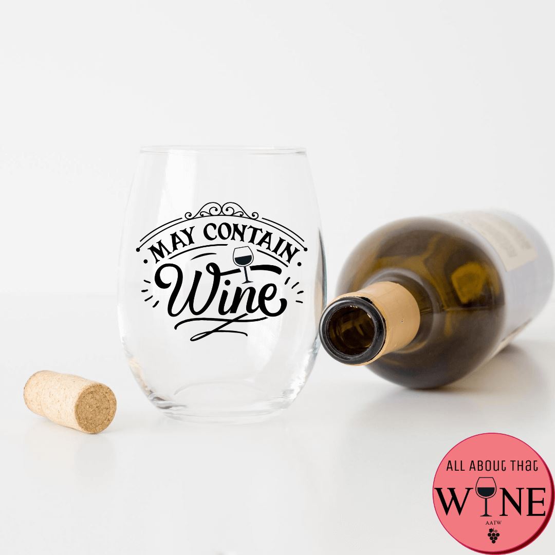 May Contain Wine Stemless Glass 