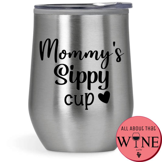 Mommy's Sippy cup Double-Wall Tumbler Silver Tumbler Black