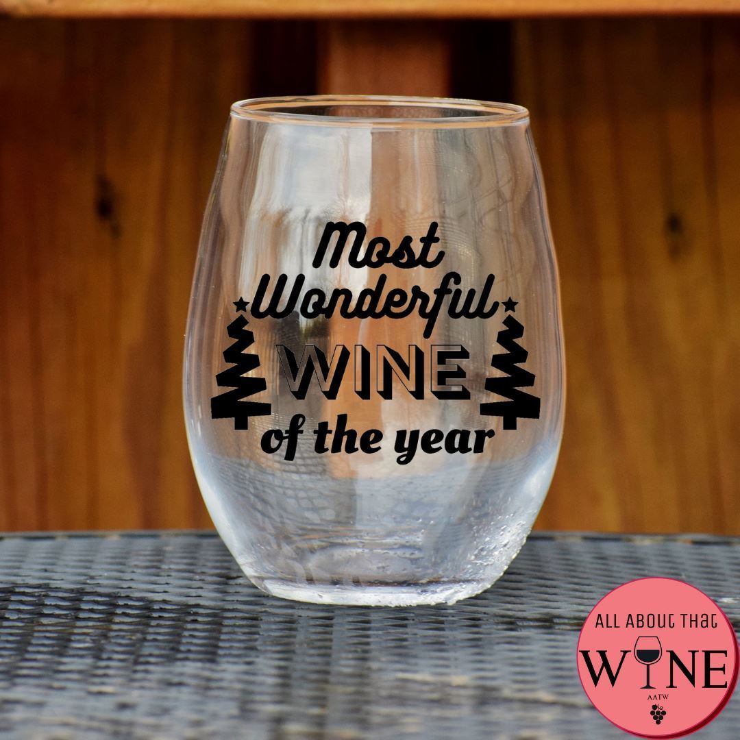 Most Wonderful Wine Of The Year Stemless Glass    Matt Black