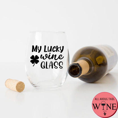 My Lucky Wine Glass Stemless Glass Matt Black 