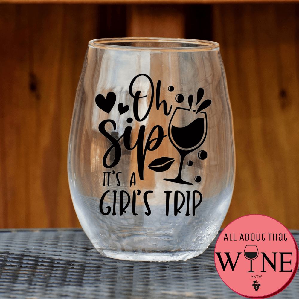 Oh Sip It's A Girl's Trip Stemless Glass Matt black 