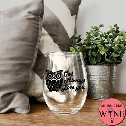 Owl Always Love You Stemless Glass Lilac 