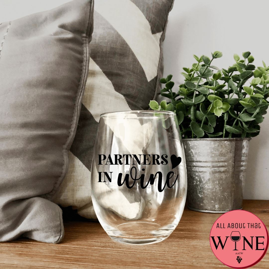 Partners In Wine Stemless Glass  - Black Candy pink