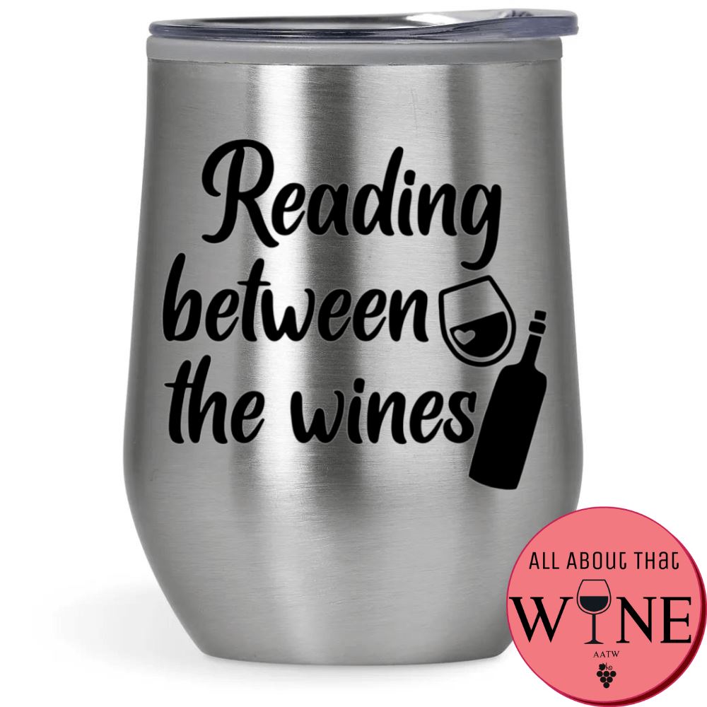 Reading between the wines Double-Wall Tumbler Silver Tumbler Black