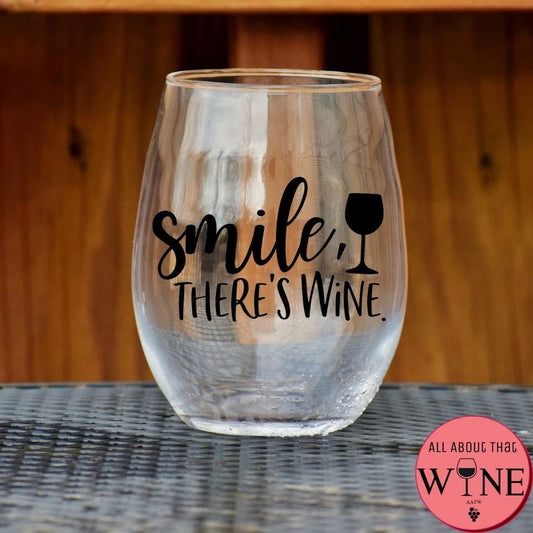 Smile There's Wine Stemless Glass    Matt black