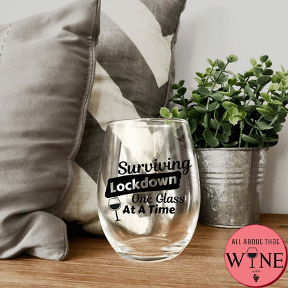 Surviving Lockdown One Glass At A Time Stemless Glass Iridescent Rainbow 