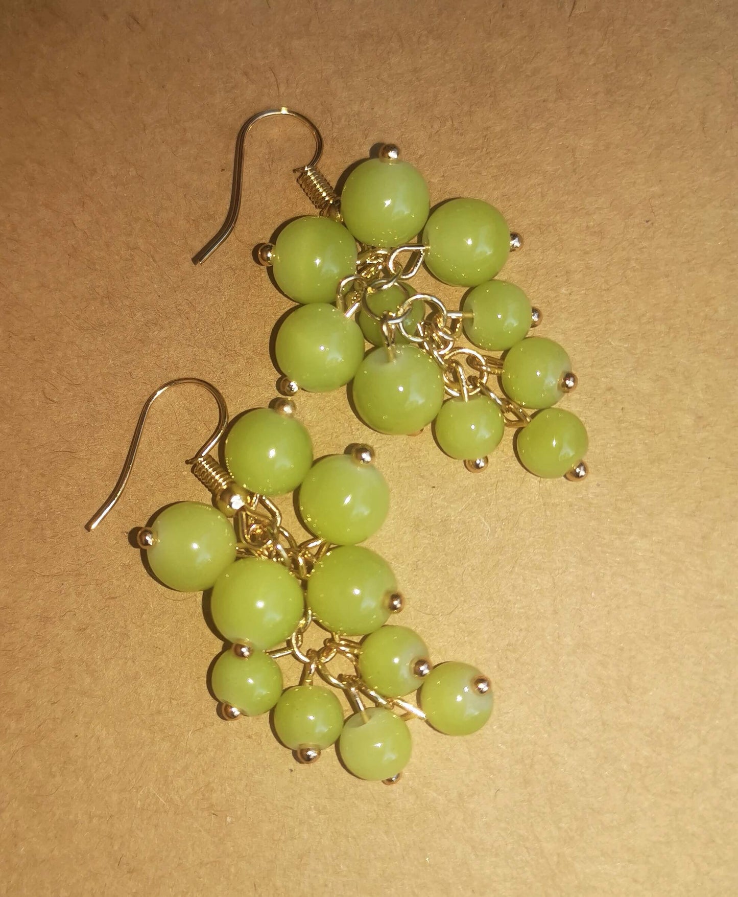 Tassel Bead Grape Earrings - Green 