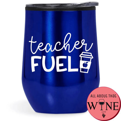 Teacher Fuel Double-Wall Tumbler Blue Tumbler White